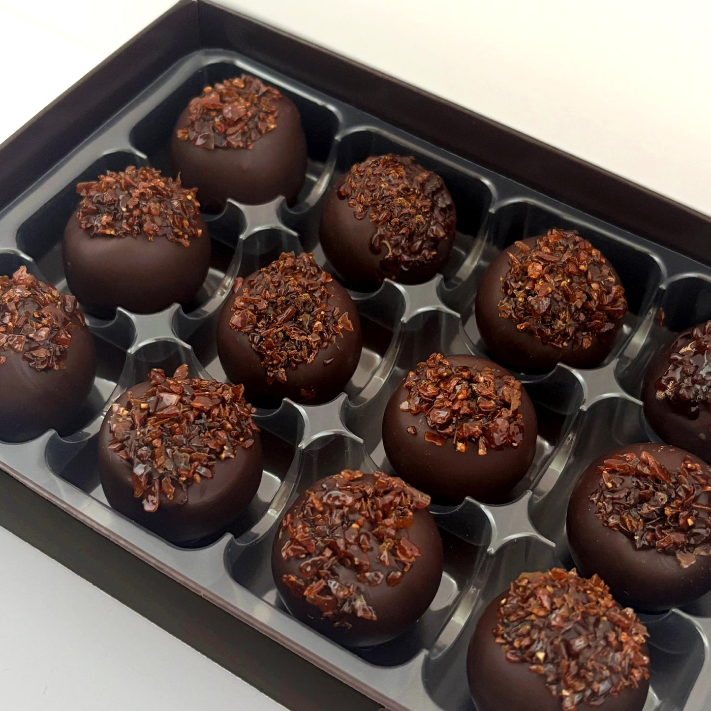Salt & Pepper'd Caramel Dark Chocolate Truffles