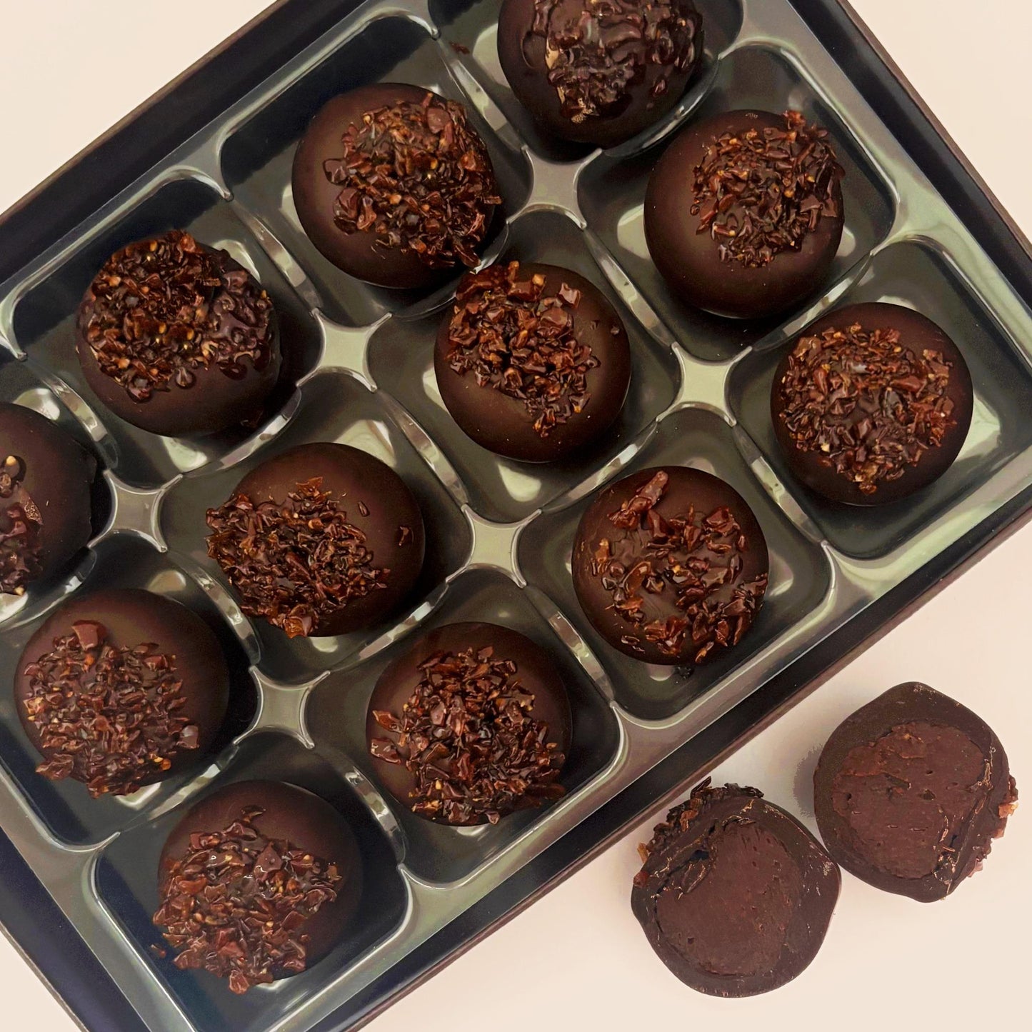 Salt & Pepper'd Caramel Dark Chocolate Truffles