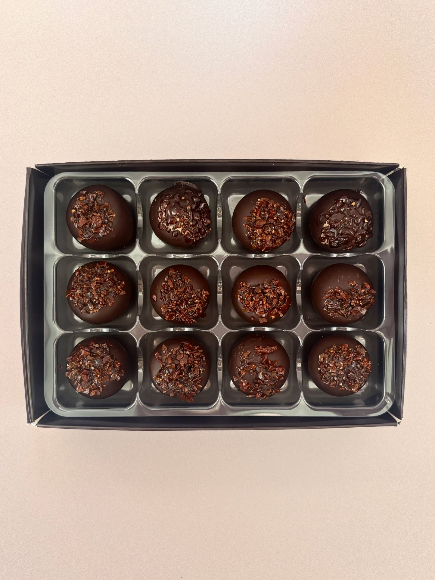 Salt & Pepper'd Caramel Dark Chocolate Truffles