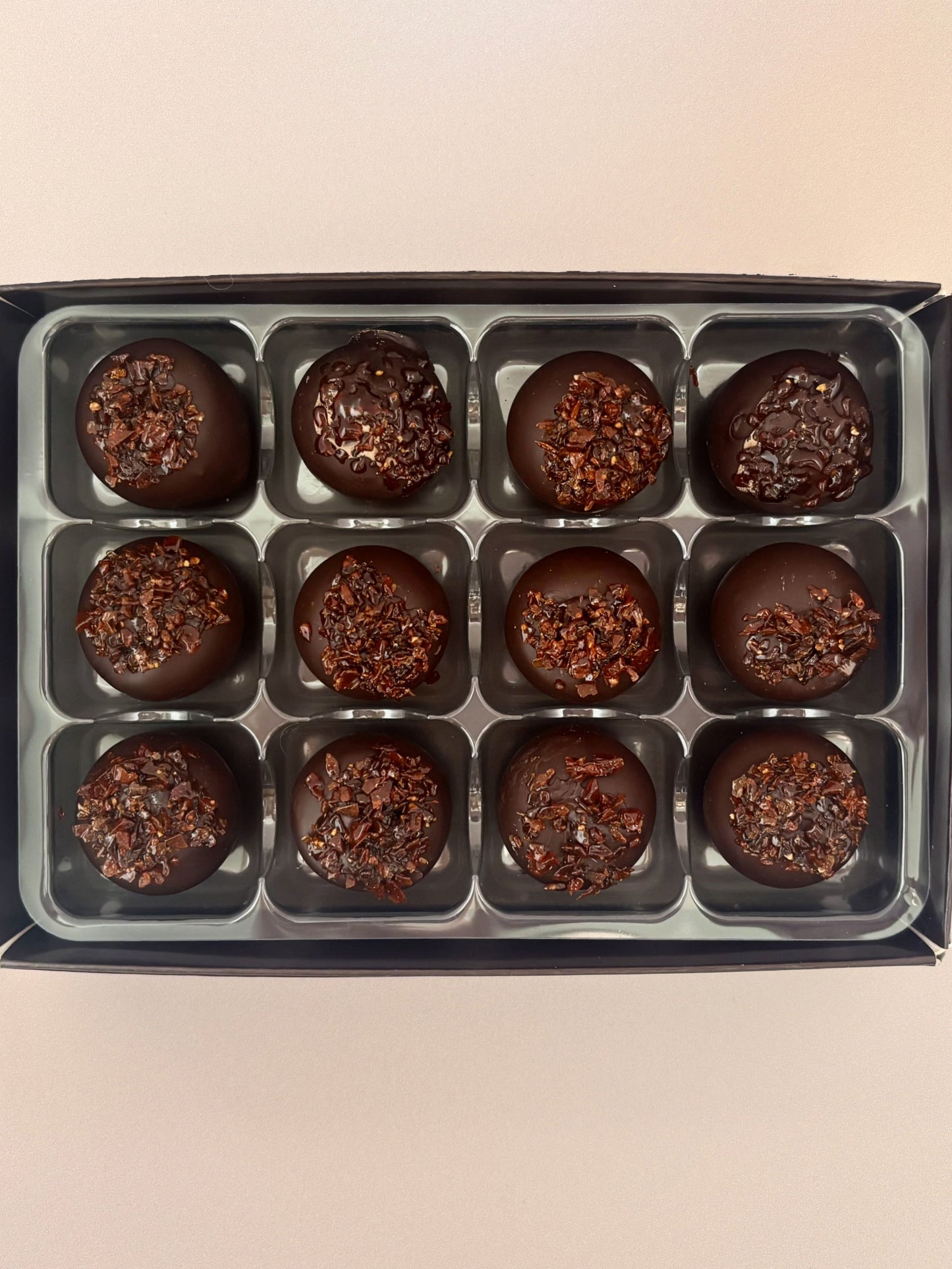 Salt & Pepper'd Caramel Dark Chocolate Truffles
