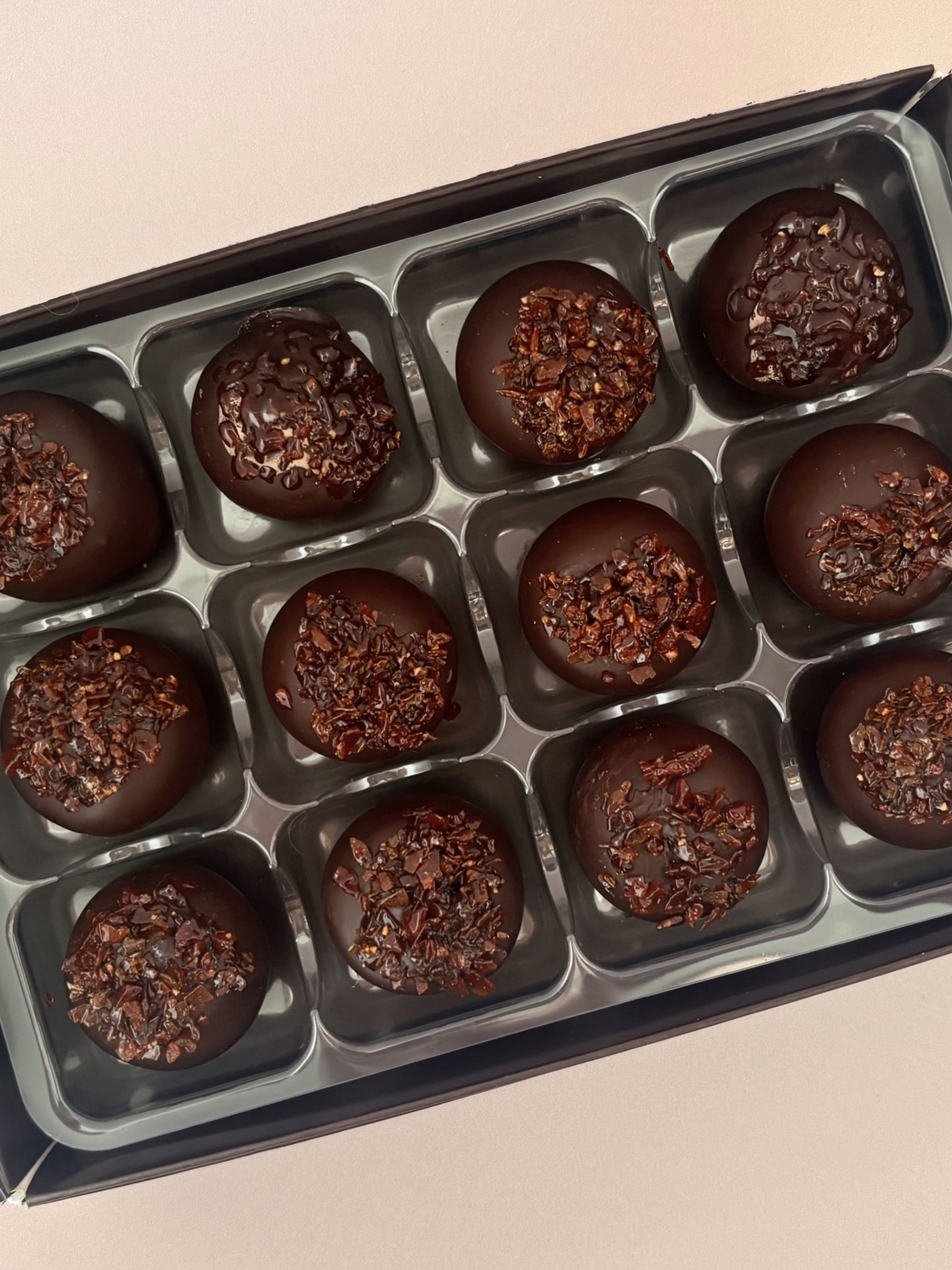 Salt & Pepper'd Caramel Dark Chocolate Truffles