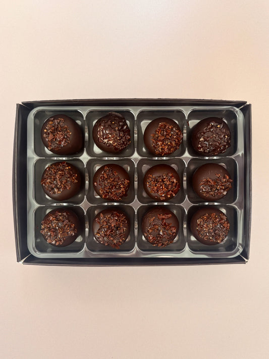 Salt & Pepper'd Caramel Dark Chocolate Truffles