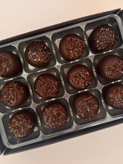 Salt & Pepper'd Caramel Dark Chocolate Truffles