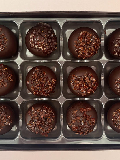 Salt & Pepper'd Caramel Dark Chocolate Truffles